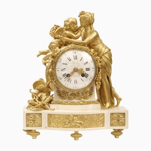 Pendle Table Clock in Bronze & Marble, France