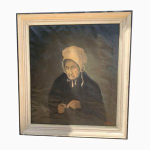 A. Moerman, La Tricotuse, Oil on Canvas, Framed