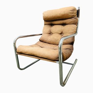 Mid-Century Dutch Canvas & Chrome Lounge Chair, 1960s