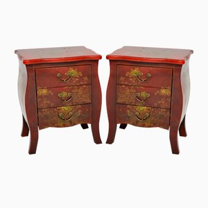 Antique Lacquered Chinoiserie Bedside Chests, Set of 2