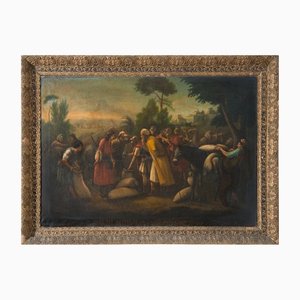 The Discovery of the Stolen Cup in Benjamin's Sack, 19th-Century, Oil on Canvas, Framed