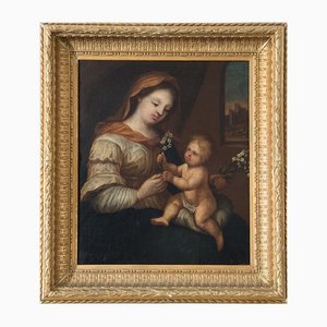 Madonna and Child, 18th-Century, Oil on Canvas, Framed