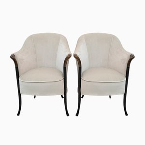 Italian Velvet Projects Armchairs from Giorgetti, 1980s, Set of 2