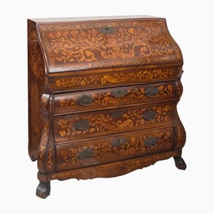 Antique Dutch Chest of Drawers in Walnut with Maple Inlays