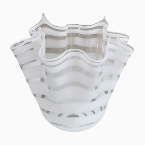 Vase in White & Transparent Murano Glass from Venini, Italy, 1960s