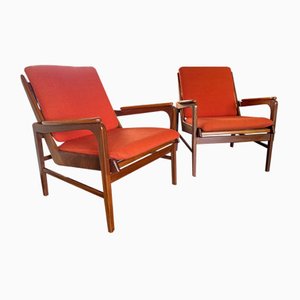 Moderne dänische Mid-Century Sessel aus Teak, 1950er, 2er Set