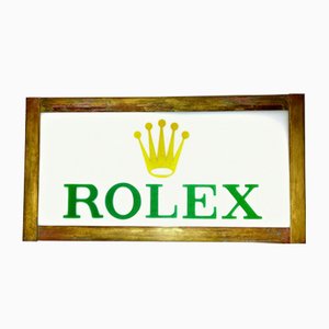 Cartel de distribuidor Rolex vintage grande de metal