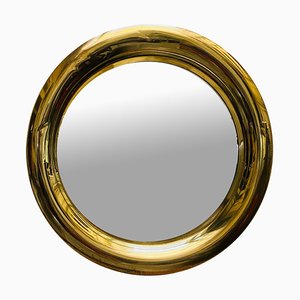 Large Modern Round Brass Mirror in Style of Goffredo Reggiani, Italy, 1970s