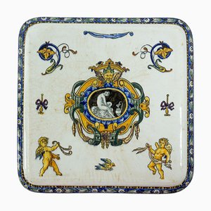 Antique French Coaster in Porcelain from Gien
