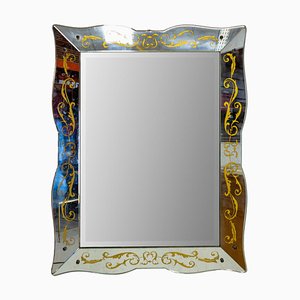 Italian Venice Wall Mirror in Glass Frame with Vegetal Patterns, 1940