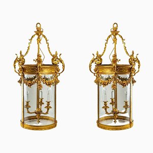 Gilt Bronze Lanterns in the style of the Louis XVI, Set of 2