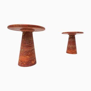 Contemporary Italian Red Travertine Side Tables