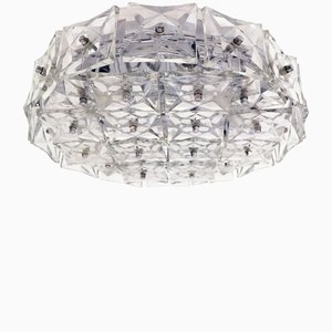 Large Chromed Crystal Flush Mount Fixture from Kinkeldey, Germany, 1960s