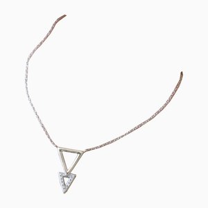 9k Modern Gold Diamond Necklace, 1970s