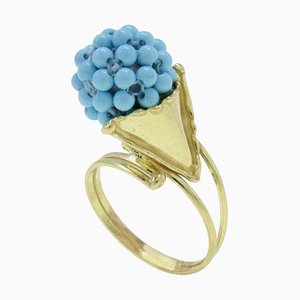 18 Kt Gold Cluster Ring with Stones