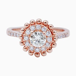 18 Karat Rose Gold Engagement or Solitaire Ring with Diamonds