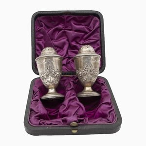 English Silver Salt and Pepper Shakers, 1840s, Set of 2
