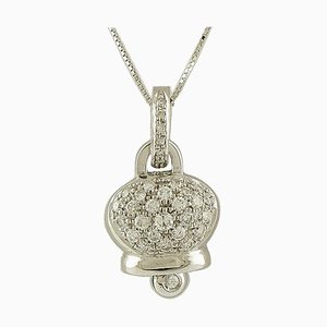 Collier pendentif en forme de cloche en or blanc 18 carats avec diamants