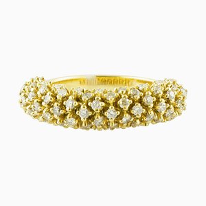 18 Karat Yellow Gold Band Ring with Diamonds