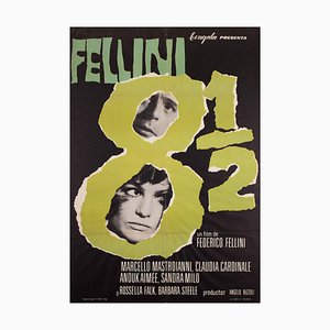 Póster de película española de 1 hoja de 8 1/2 de Fellini, 1966