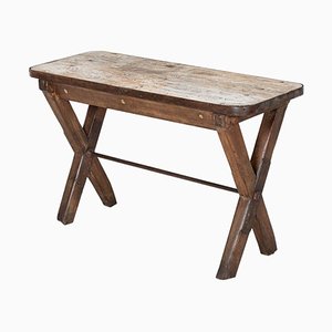 Antique English Topped Tavern Table in Elm