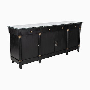 French Empire Revival Ebonised Sideboard in Marble