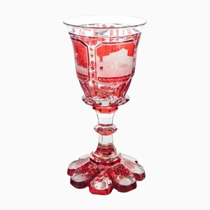 Engraved Ruby ​​Glass Vase, Early 20th-Cenutry