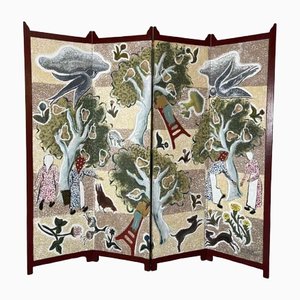 Painted Four-Panel Screen, 1950s