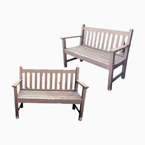 Vintage Spanish Rustic Garden Benches, Set of 2