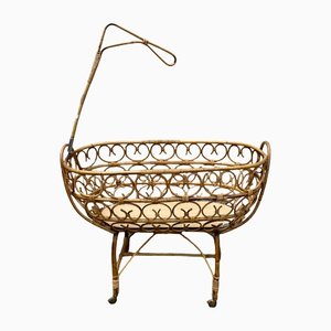 Bamboo & Wicker Cradle, 1950s