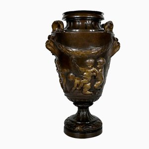 Late 19th Century Bronze Bacchus et ses Faunes Vase
