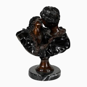 JA. Houdon, Le Baiser Donné, fine XIX secolo, bronzo