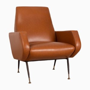 Vintage Sessel aus braunem Leder, 1970er