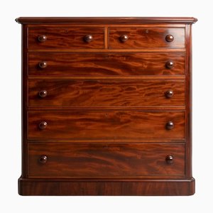 Antique Flame Mahogany Chest of Drawers, 1860s