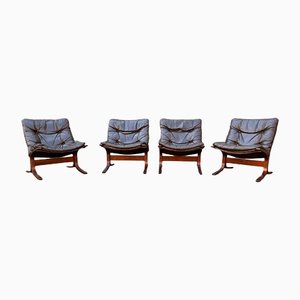 Siesta Lounge Chairs in Leather by Ingmar Relling, 1960s, Set of 4