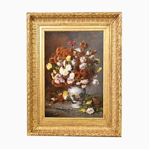 Charles Deshayes, Stillleben mit Blumen, 19. Jh., Öl auf Leinwand, Gerahmt