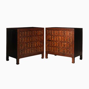Chinese Elm Apothecary Chests, Set of 2