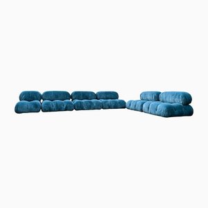 Modulares Camaleonda Sofa aus blauem Leinensamt von Mario Bellini für B&B Italia, 1972, 6er Set