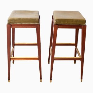 Vintage Stools in Leather, 1950, Set of 2