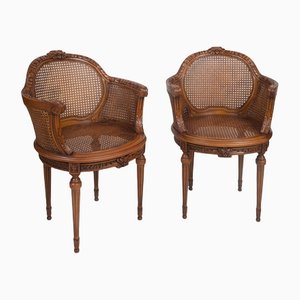 Mid-Century French Louis XV Style Armchairs in Solid Walnut, 1950 / 60s, Set of 2