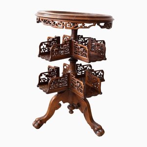 Antique Gueridon Bookcase Table in Mahogany and Onyx