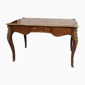 19th Century French Napoleon III Desk in Fine Exotic Woods with Golden Bronze Details