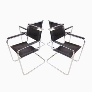 S34 Cantilever Chairs in Leather by Mart Stam for Thonet, Set of 4