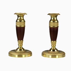 French Empire Candleholder in Bronze, Set of 2