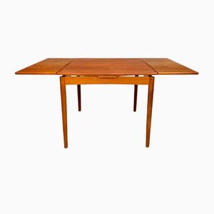 Danish Extendable Square Teak Dining Table with Curved Edges by Poul Hundevad for Hundevad & Co., 1960s