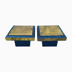 Tavolini laccati e dorati di Maison Roméo, anni '70, set di 2