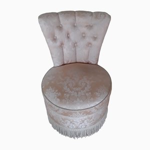 Sedia da boudoir vintage Art Déco con tessuto color crema, anni '20