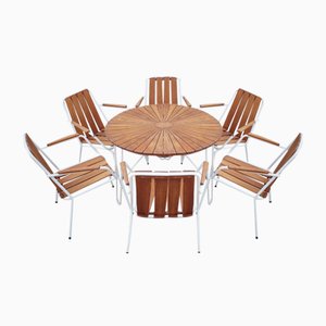 Table et Chaises de Jardin en Teck de Daneline, Danemark, 1960s, Set de 7
