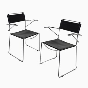 Fake Skin and Stackable Leather Chairs, Set of 2