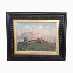 Ermanno Clara, Mountain Landscape, 1930s, Oil on Board, Framed
